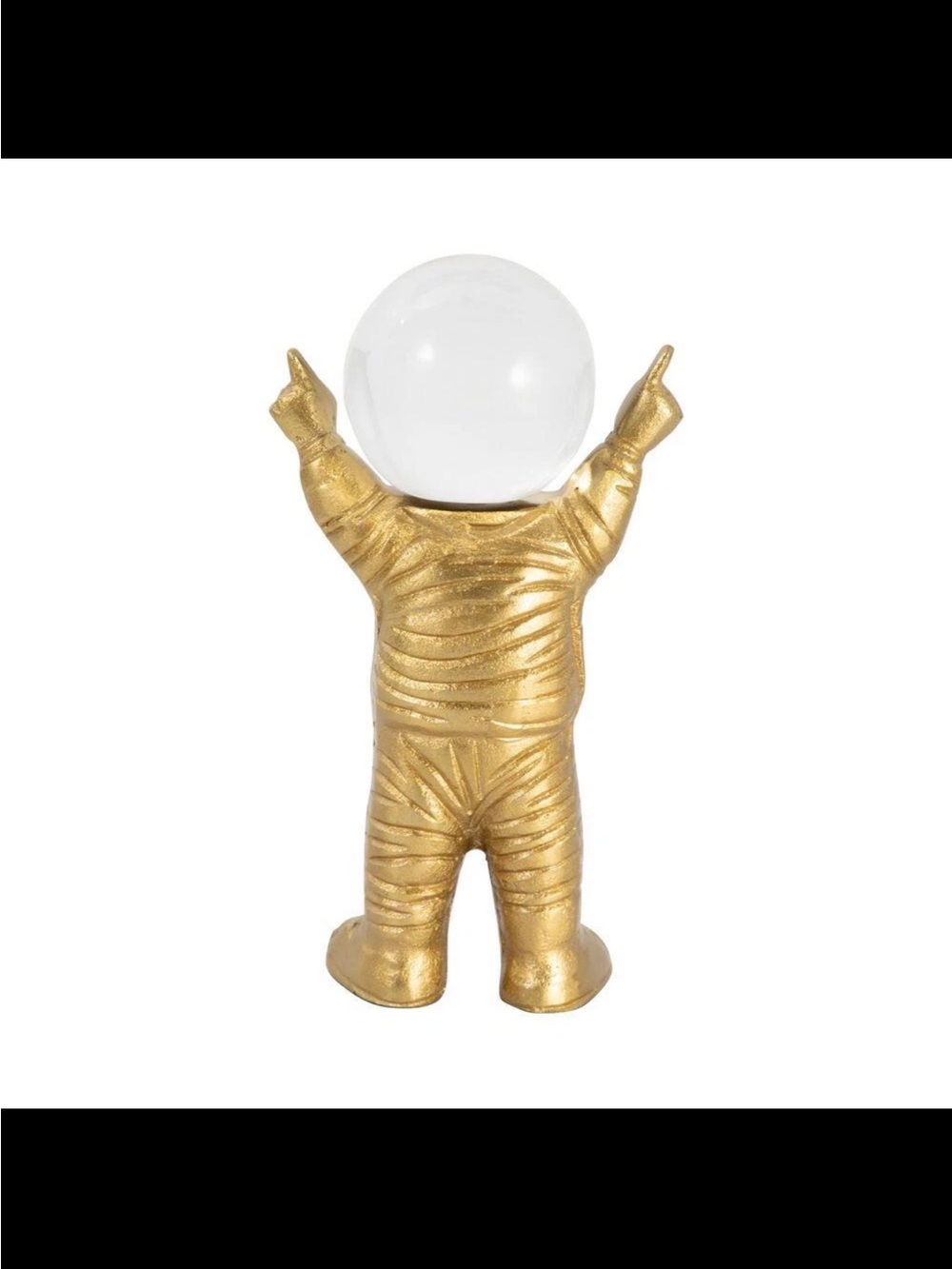 Gold Astronaut Sculpture Crystal Globe Helment